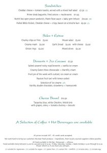 Menus – The Boot Inn